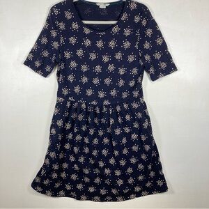 Boden Miranda Dress Womens 10 Regular  Navy Blue Cotton Pockets Knit Mini